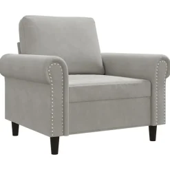 Canapés-vidaXL Fauteuil 60 cm Velours Gris clair