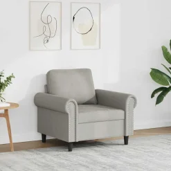 Canapés-vidaXL Fauteuil 60 cm Velours Gris clair