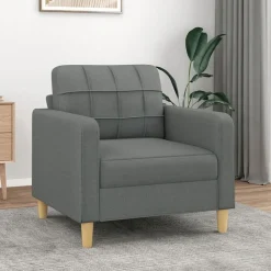 Canapés-vidaXL Fauteuil 60 cm Tissu Gris foncé