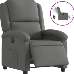 Fauteuils Et Chaises-vidaXL Fauteuil inclinable électrique Tissu Gris foncé
