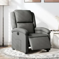 Fauteuils Et Chaises-vidaXL Fauteuil inclinable électrique Tissu Gris foncé