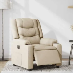 Fauteuils Et Chaises-vidaXL Fauteuil inclinable électrique Crème Tissu Cr&egrave;me