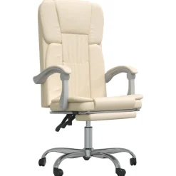 Meubles De Bureau-vidaXL Fauteuil inclinable de bureau Crème Similicuir Cr&egrave;me
