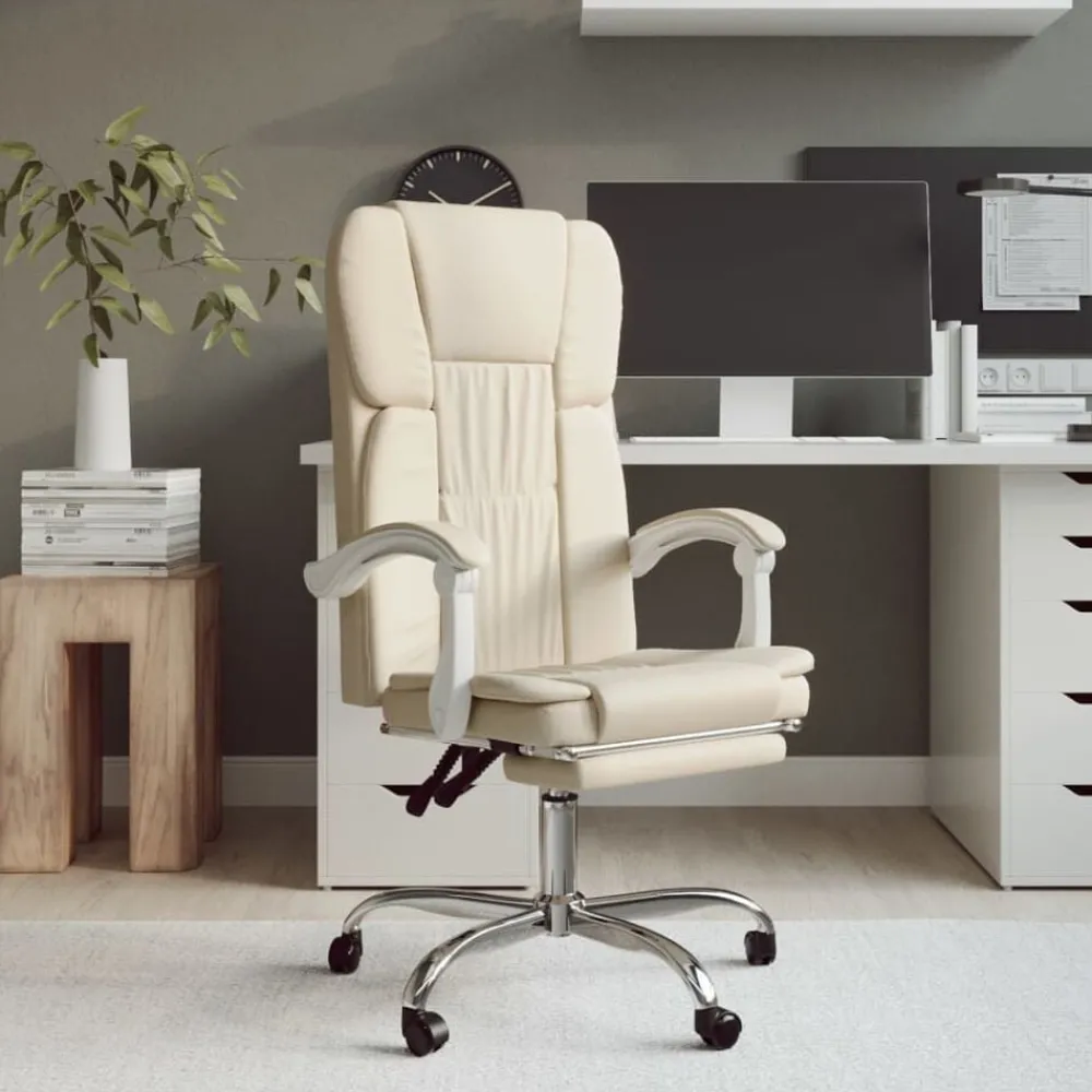 Meubles De Bureau-vidaXL Fauteuil inclinable de bureau Crème Similicuir Crème