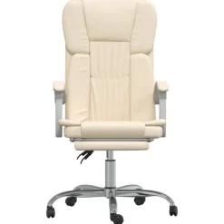 Meubles De Bureau-vidaXL Fauteuil inclinable de bureau Crème Similicuir Crème