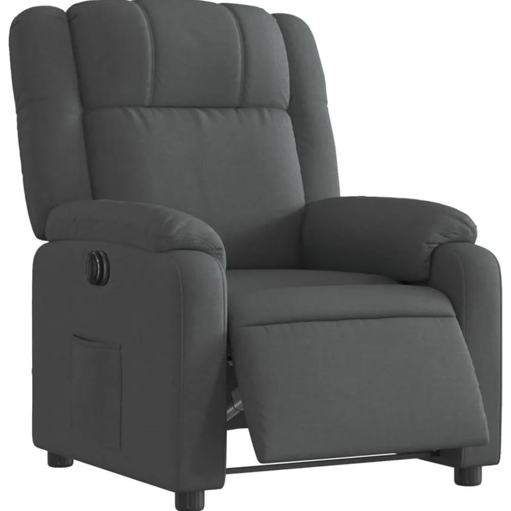 Fauteuils Et Chaises-vidaXL Fauteuil inclinable électrique Tissu Gris foncé