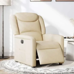 Fauteuils Et Chaises-vidaXL Fauteuil inclinable électrique Crème Tissu Cr&egrave;me