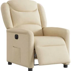 Fauteuils Et Chaises-vidaXL Fauteuil inclinable électrique Crème Tissu Cr&egrave;me