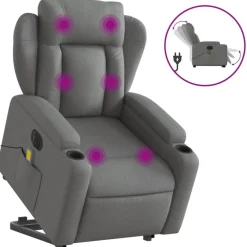 Fauteuils Et Chaises-vidaXL Fauteuil inclinable de massage électrique Tissu Gris foncé