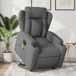 Fauteuils Et Chaises-vidaXL Fauteuil inclinable de massage électrique Tissu Gris foncé