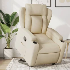 vidaXL Fauteuil inclinable Crème Tissu