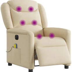 Fauteuils Et Chaises-vidaXL Fauteuil inclinable de massage électrique crème tissu Cr&egrave;me