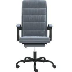 Meubles De Bureau-vidaXL Fauteuil inclinable de bureau Velours Gris foncé