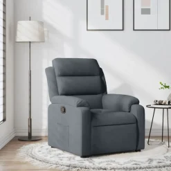 Fauteuils Et Chaises-vidaXL Fauteuil inclinable Velours Gris foncé