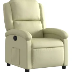 vidaXL Fauteuil inclinable crème cuir véritable
