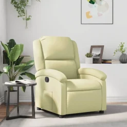vidaXL Fauteuil inclinable crème cuir véritable