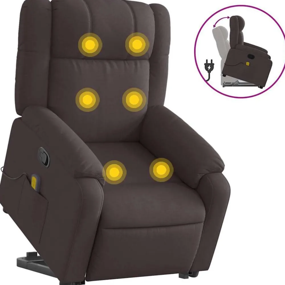 Fauteuils Et Chaises-vidaXL Fauteuil inclinable de massage Tissu Marron foncé