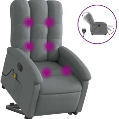 Fauteuils Et Chaises-vidaXL Fauteuil inclinable de massage électrique Tissu Gris foncé