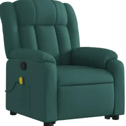 Fauteuils Et Chaises-vidaXL Fauteuil inclinable de massage Tissu Vert foncé