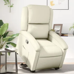 Fauteuils Et Chaises-vidaXL Fauteuil inclinable Crème Similicuir Cr&egrave;me