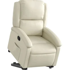Fauteuils Et Chaises-vidaXL Fauteuil inclinable Crème Similicuir Cr&egrave;me