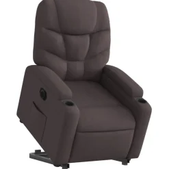 Fauteuils Et Chaises-vidaXL Fauteuil inclinable électrique tissu Marron foncé