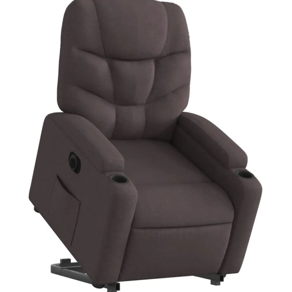 Fauteuils Et Chaises-vidaXL Fauteuil inclinable électrique tissu Marron foncé