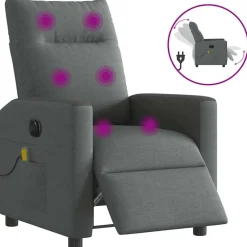 Fauteuils Et Chaises-vidaXL Fauteuil inclinable de massage électrique tissu Gris foncé