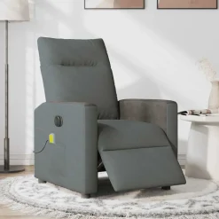 Fauteuils Et Chaises-vidaXL Fauteuil inclinable de massage électrique tissu Gris foncé
