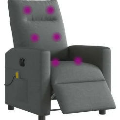 Fauteuils Et Chaises-vidaXL Fauteuil inclinable de massage électrique tissu Gris foncé