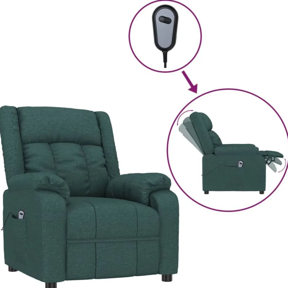 Fauteuils Et Chaises-vidaXL Fauteuil inclinable électrique Tissu Vert foncé