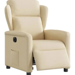 Fauteuils Et Chaises-vidaXL Fauteuil inclinable électrique Crème Tissu Cr&egrave;me