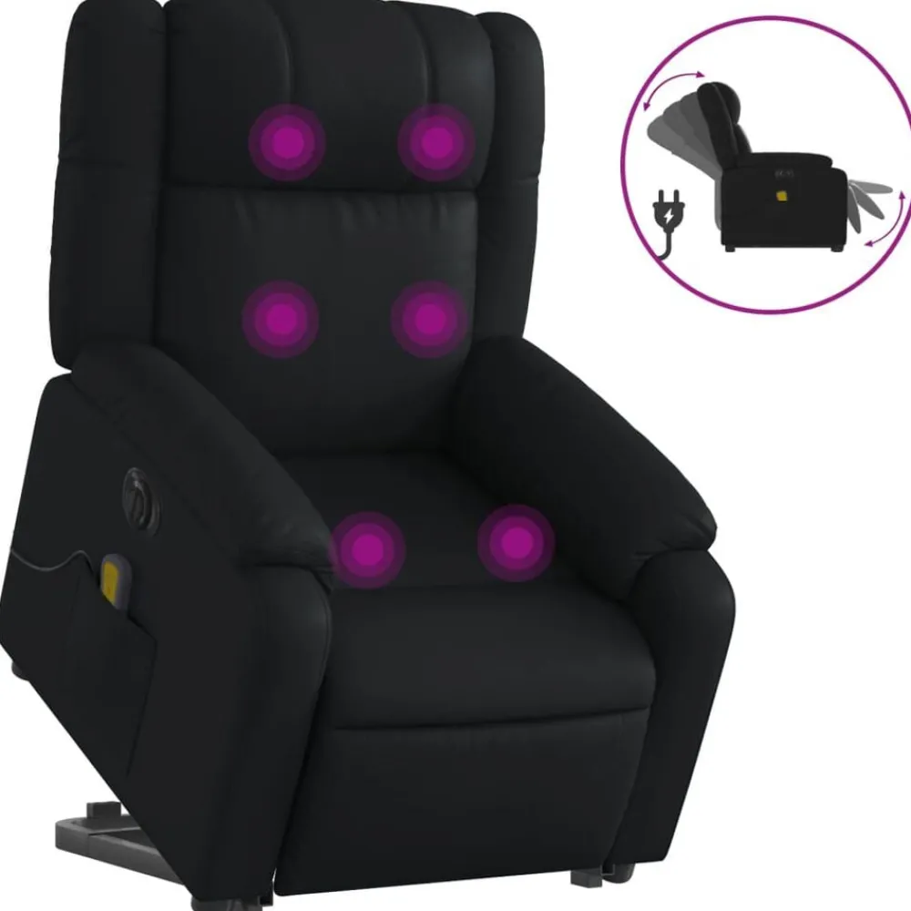 Fauteuils Et Chaises-vidaXL Fauteuil inclinable de massage électrique similicuir Noir
