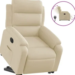 Fauteuils Et Chaises-vidaXL Fauteuil inclinable électrique crème tissu Cr&egrave;me