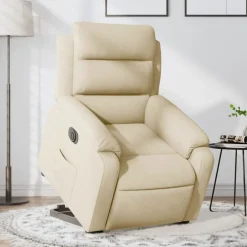 Fauteuils Et Chaises-vidaXL Fauteuil inclinable électrique crème tissu Cr&egrave;me