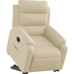 Fauteuils Et Chaises-vidaXL Fauteuil inclinable électrique crème tissu Cr&egrave;me