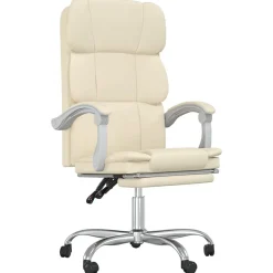 Meubles De Bureau-vidaXL Fauteuil inclinable de bureau Crème Similicuir Cr&egrave;me