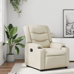 vidaXL Fauteuil inclinable Crème Similicuir