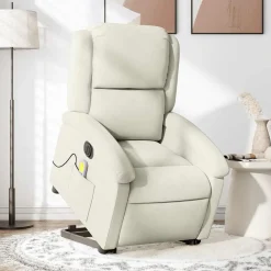 Fauteuils Et Chaises-vidaXL Fauteuil inclinable de massage électrique crème velours Cr&egrave;me