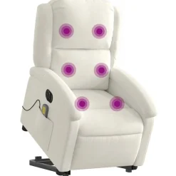 Fauteuils Et Chaises-vidaXL Fauteuil inclinable de massage électrique crème velours Cr&egrave;me