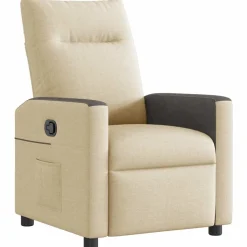 Fauteuils Et Chaises-vidaXL Fauteuil inclinable Crème Tissu Cr&egrave;me