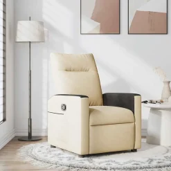 Fauteuils Et Chaises-vidaXL Fauteuil inclinable Crème Tissu Cr&egrave;me