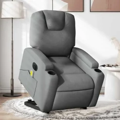Fauteuils Et Chaises-vidaXL Fauteuil inclinable de massage électrique Tissu Gris foncé