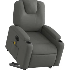 Fauteuils Et Chaises-vidaXL Fauteuil inclinable de massage électrique Tissu Gris foncé