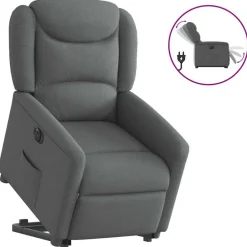 Fauteuils Et Chaises-vidaXL Fauteuil inclinable électrique tissu Gris foncé