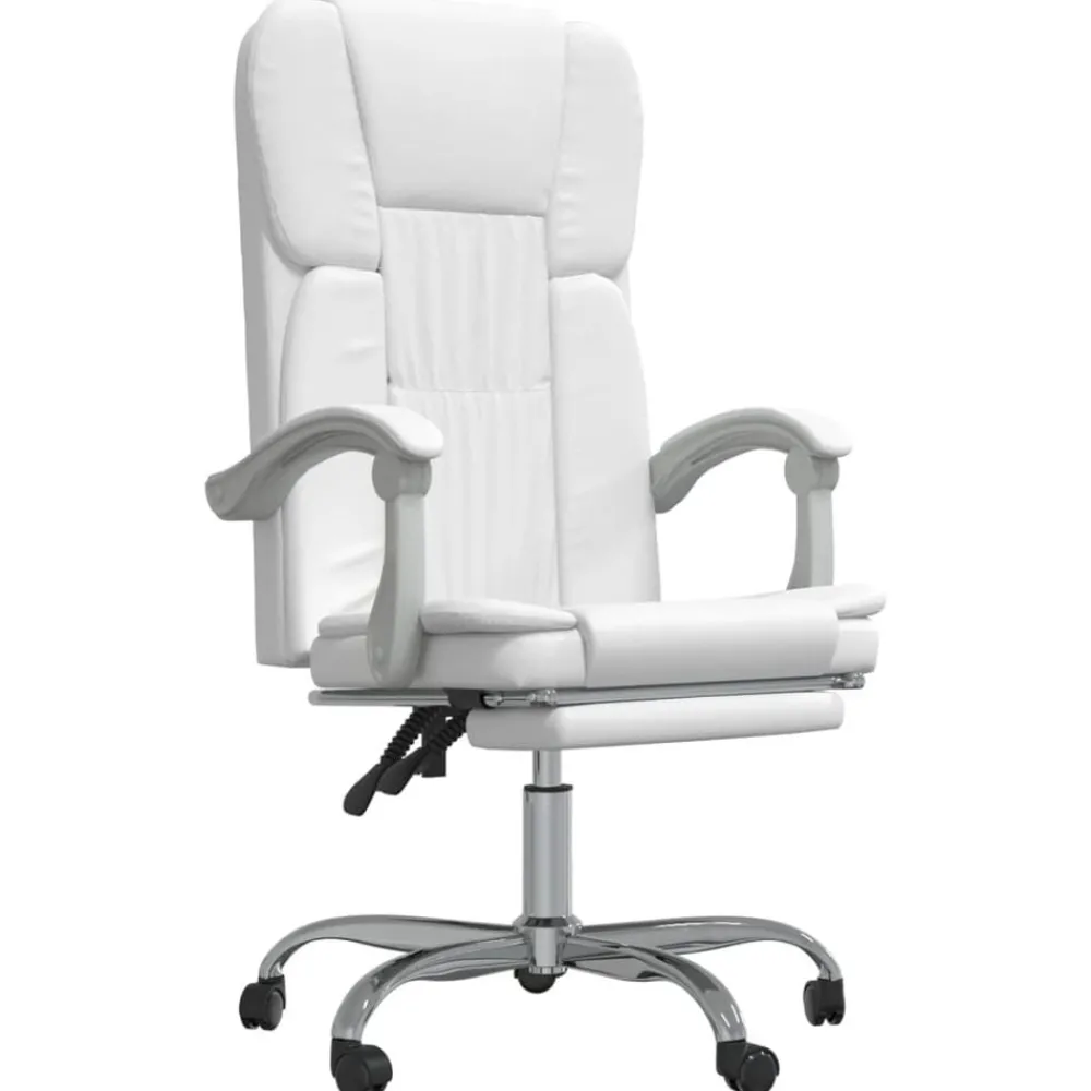Meubles De Bureau-vidaXL Fauteuil inclinable de bureau Similicuir Blanc