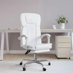 Meubles De Bureau-vidaXL Fauteuil inclinable de bureau Similicuir Blanc
