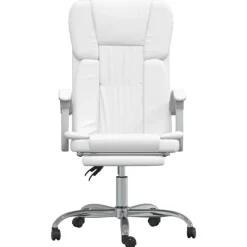 Meubles De Bureau-vidaXL Fauteuil inclinable de bureau Similicuir Blanc
