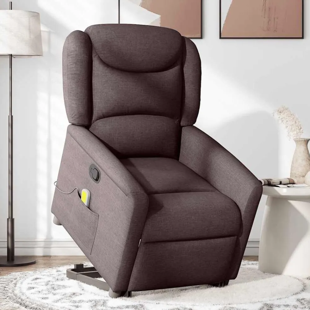 Fauteuils Et Chaises-vidaXL Fauteuil inclinable de massage Tissu Marron foncé