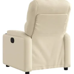 Fauteuils Et Chaises-vidaXL Fauteuil inclinable Crème Tissu Cr&egrave;me